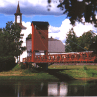 The suspension bridge and the church